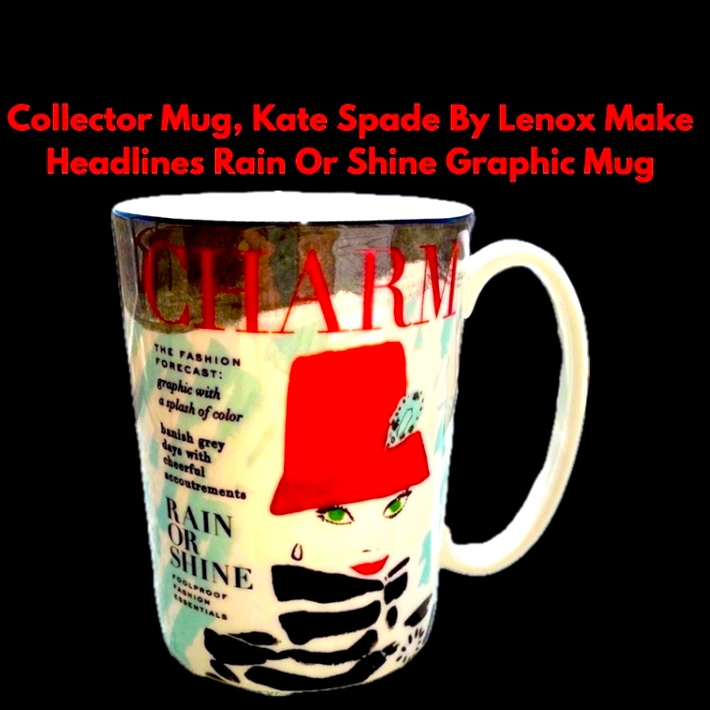 Collector Mug, Kate Spade By Lenox Make Headlines Rain Or Shine Graphic Mug